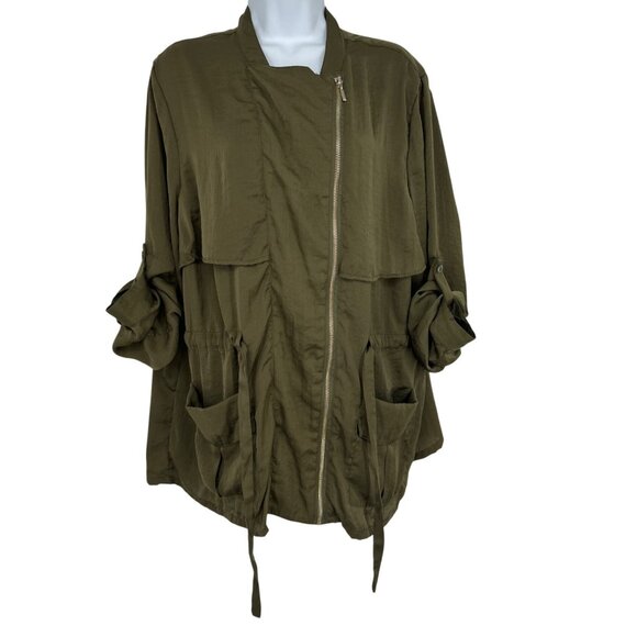 Lane Bryant Womens Olive Green Full Zip Utility Jacket Size 14/16 - Picture 4 of 9
